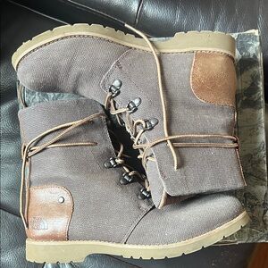 The North Face Women's Charcoal and Leather Combat Boots